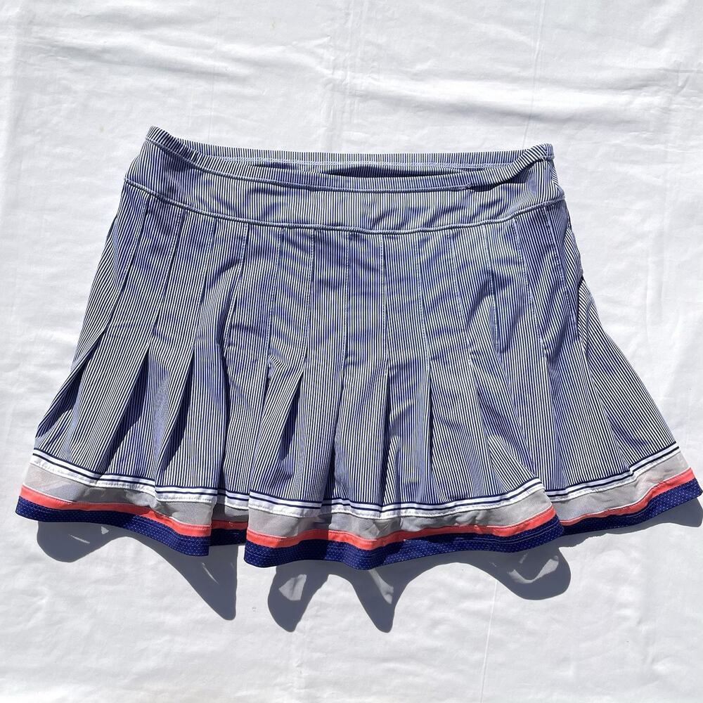 Lucky In Love Blue Pinstripe Athletic Skirt Womens Large Tennis Pickleball